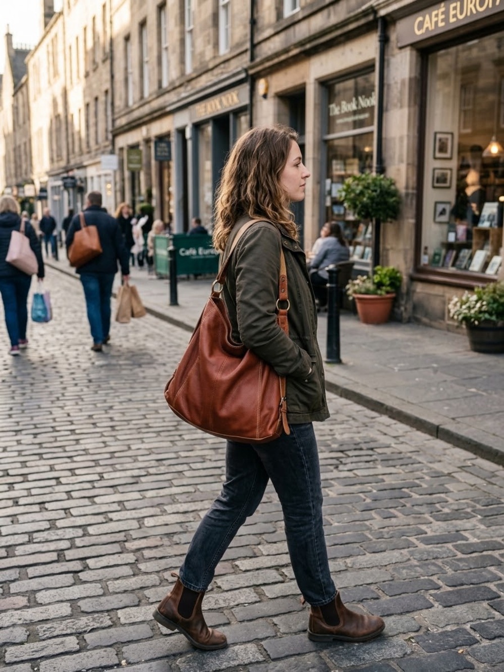 Made InGreece Leather Classic Brown Leather Shoulder Bag